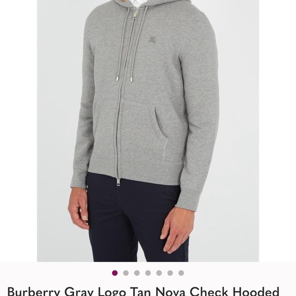 Burberry Light Gray Zip-Up Hooded Sweatshirt